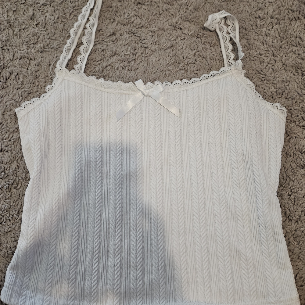 SHEIN White Lace Bow Camisole
